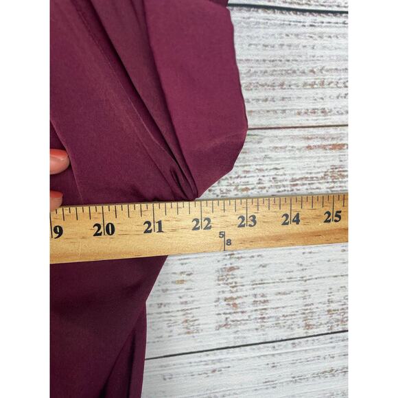 Bordeaux Tana Short Sleeve Top Satin Red Wine Small Boxy Career Office Tie Waist - Picture 7 of 7